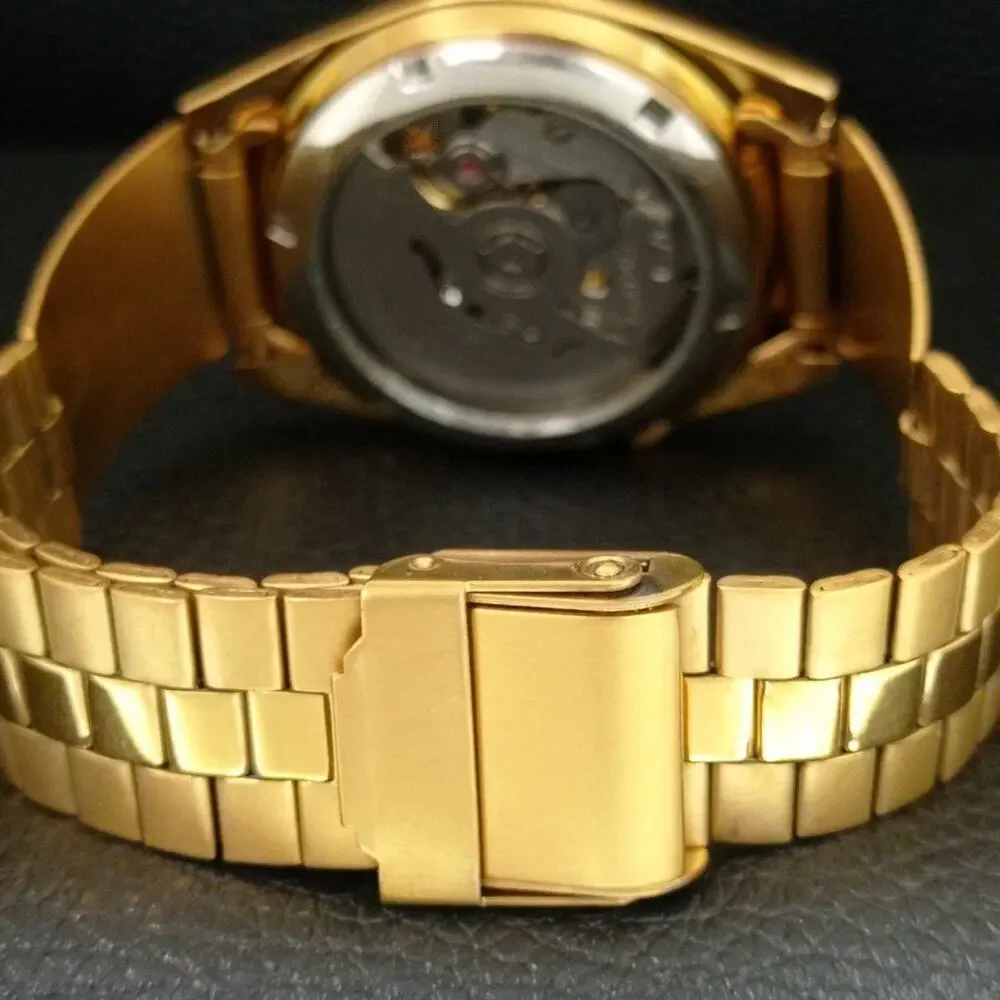 Vintage 1971 Seiko Automatic Mens Gold Watch W/daydate & Champagne accents